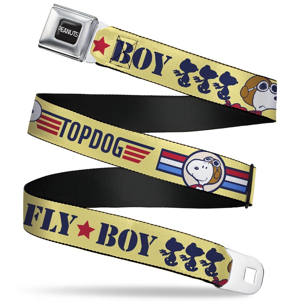 8580 Peanuts Belt, Seatbelt Buckle Belt, Peanuts Snoopy Fly Boy Top Dog